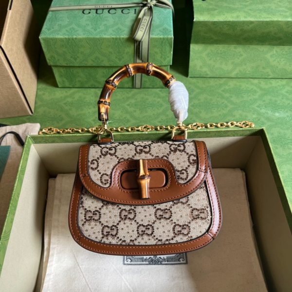 Gucci Bamboo 1947 Collection Bamboo-structured Mini Handbag - Image 9
