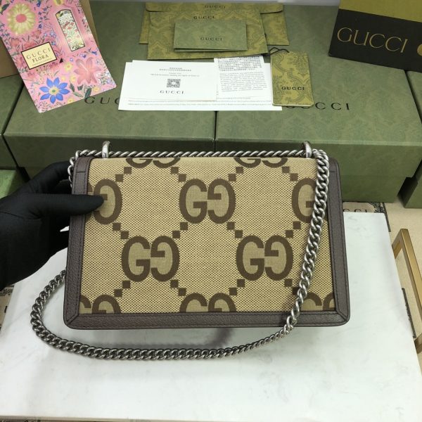 This Dionysus series mini tote bag is made of canvas with an enlarged version of the GG pattern printed on it. - Image 8