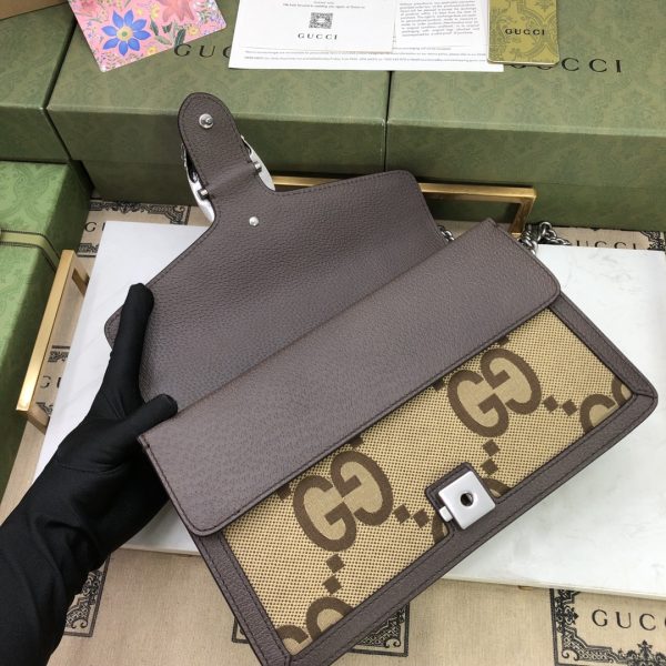 This Dionysus series mini tote bag is made of canvas with an enlarged version of the GG pattern printed on it. - Image 4