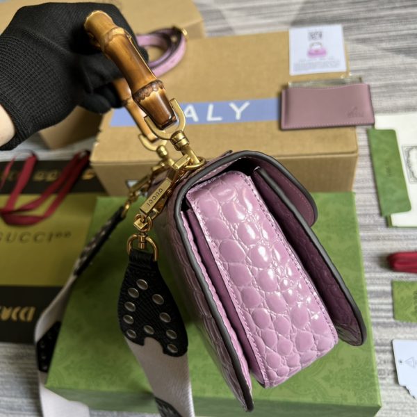 GUCCI's new exclusive store quality product, real photos of the item, materials, exclusive custom genuine crocodile skin with bamboo-like patterns, new model handbag with bamboo-shaped design - Image 6