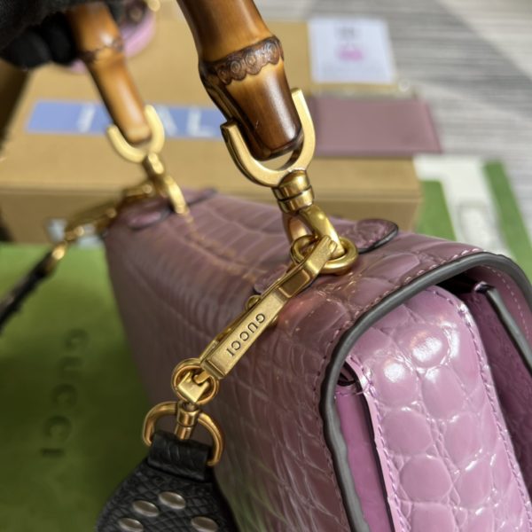 GUCCI's new exclusive store quality product, real photos of the item, materials, exclusive custom genuine crocodile skin with bamboo-like patterns, new model handbag with bamboo-shaped design - Image 5