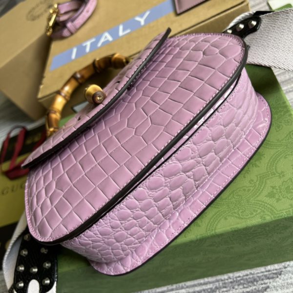 GUCCI's new exclusive store quality product, real photos of the item, materials, exclusive custom genuine crocodile skin with bamboo-like patterns, new model handbag with bamboo-shaped design - Image 2