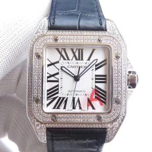 Men's Cartier Santos large with full diamonds, a choice for the rich!