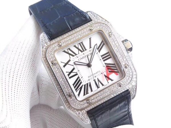 Men's Cartier Santos large with full diamonds, a choice for the rich! - Image 3