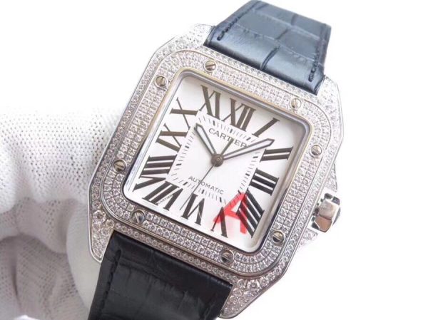Men's Cartier Santos large with full diamonds, a choice for the rich! - Image 4
