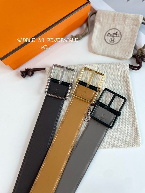 Hermes SADDLE 38 double-sided leather belt - Image 3
